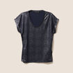 T-shirt manches courtes bleu fonc&eacute; femme