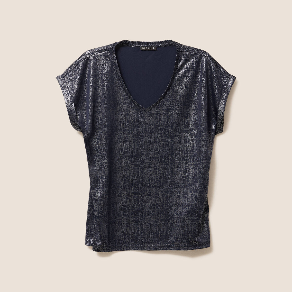 T-shirt manches courtes bleu fonc&eacute; femme