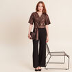 Combinaison pantalon droite marron cognac femme