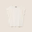 T-shirt droit col rond manches courtes ecru femme