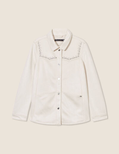 Veste suédine détails cloutés sable femme