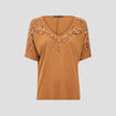 T-shirt manches courtes marron femme
