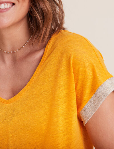 T-shirt manches courtes jaune or femme