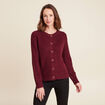 Gilet droit mi-long col rond bordeaux femme