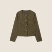 Veste en jean détails tressés vert olive femme