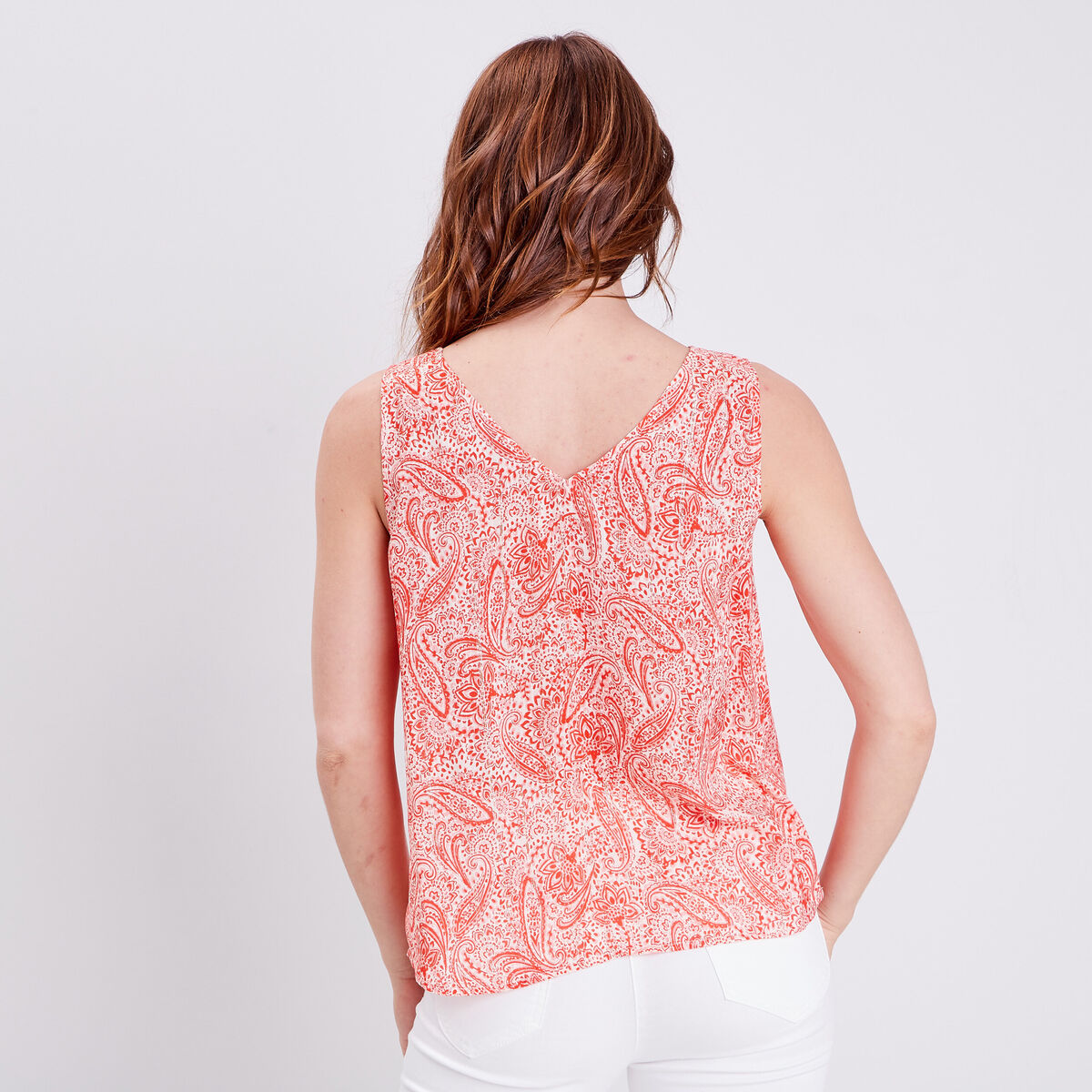 Blouse sans manches ecru femme