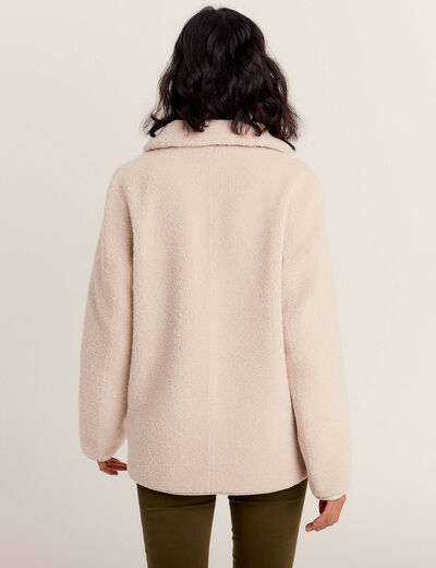 Manteau droit laine mouton ivoire femme
