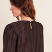 Blouse manches longues marron fonc&eacute; femme