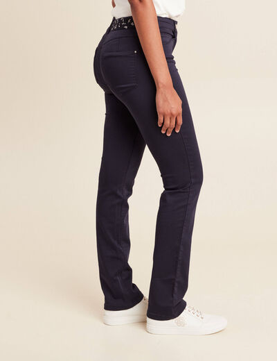 pantalon taille basculée bleu foncé femme