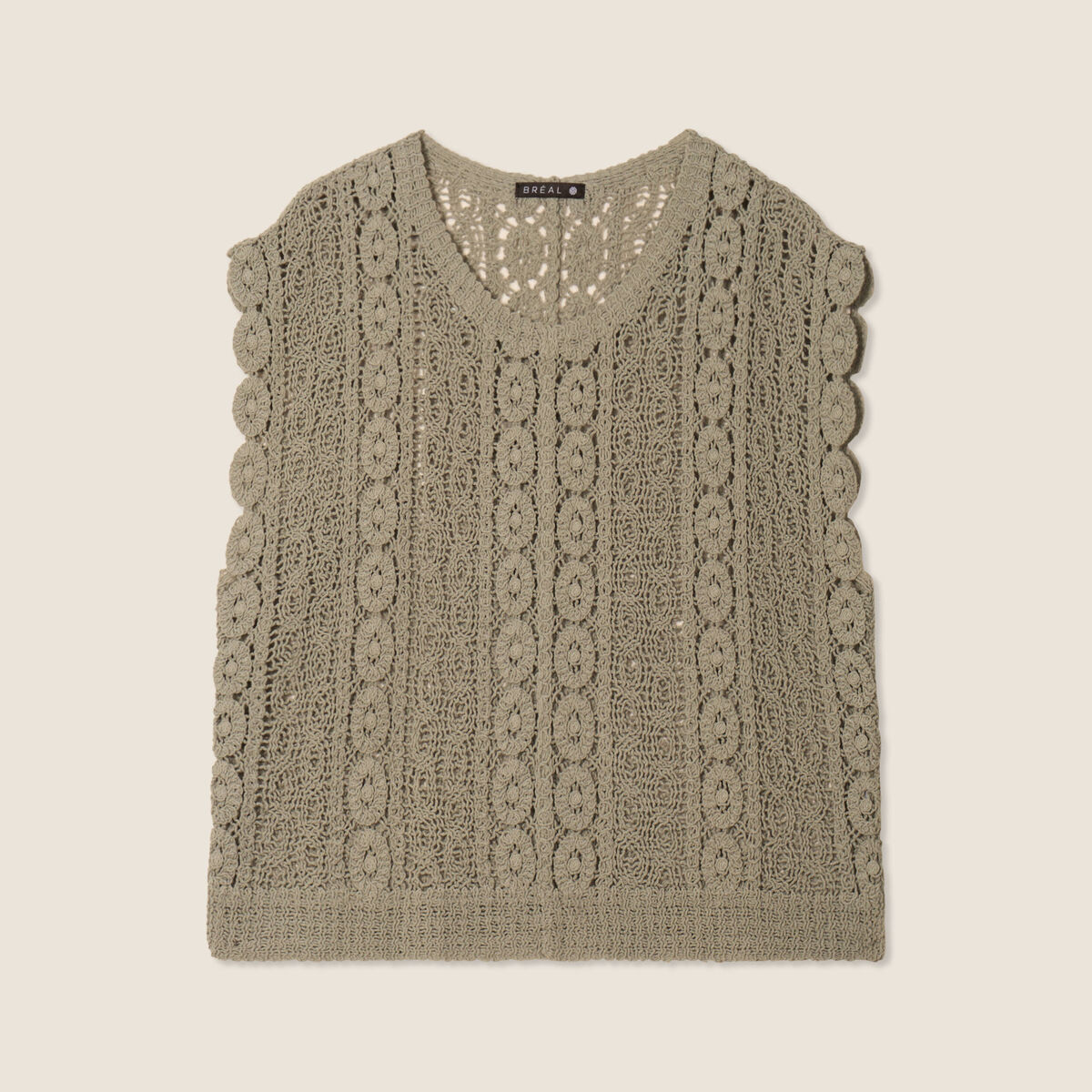D&eacute;bardeur macram&eacute; vert clair femme