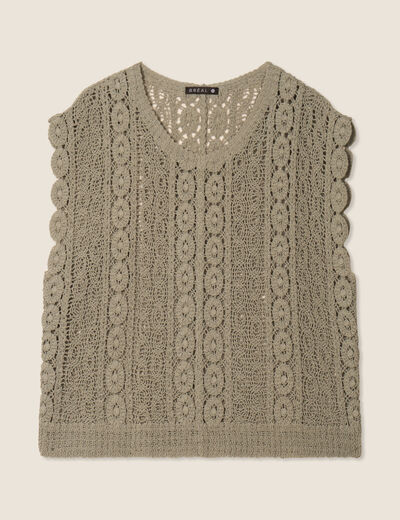 Débardeur macramé vert clair femme
