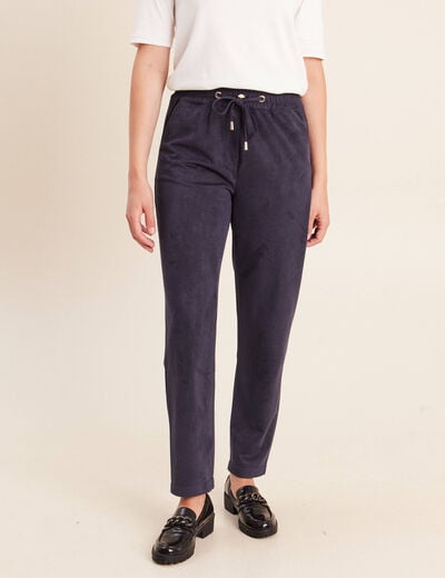 Jogging aspect daim bleu fonc&eacute; femme