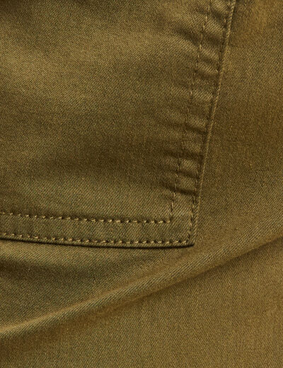 Pantalon coupe droite à coulisse vert olive femme