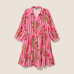 Robe courte &eacute;vas&eacute;e manches 3/4 rose femme