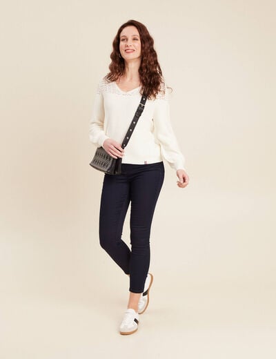 Pull confectionné en France ecru femme