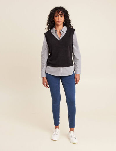 Jeans léger taille standard 7/8ème denim double stone femme