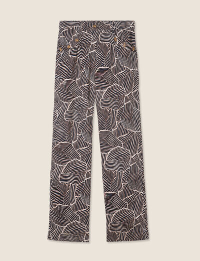Pantalon flou taille haute noir femme