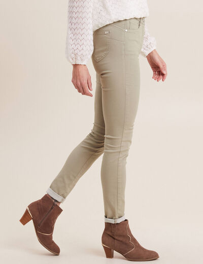 Pantalon léger taille haute long vert clair femme