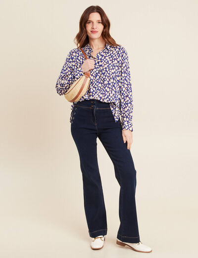 Chemise manches longues bleu femme