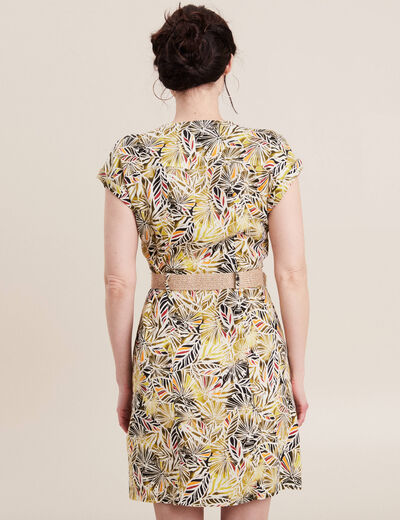 Robe droite ceinturée vert femme
