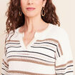 Pull col tunisien manches longues marron femme