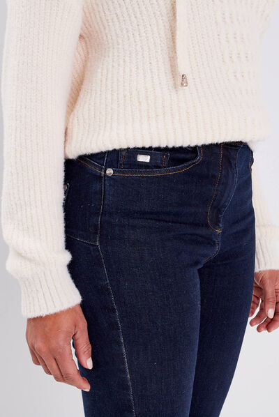 Jeans ajusté taille haute denim brut femme