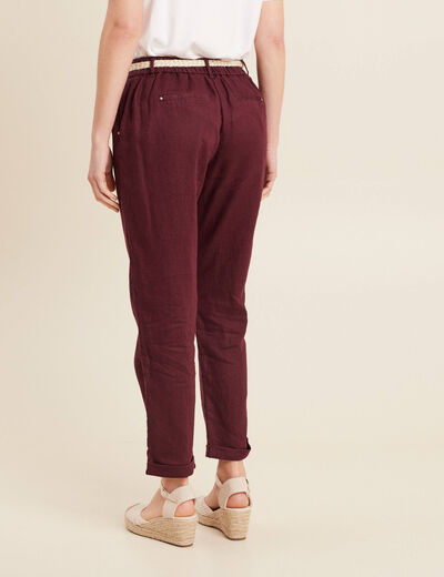 Pantalon flou ceinturé prune femme