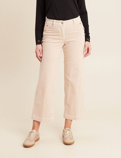 Pantalon large velours côtelé sable femme
