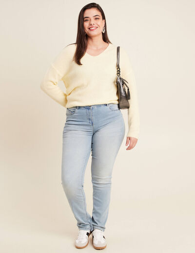 Pull manches longues jaune clair femme