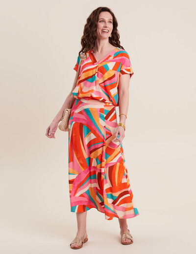 Blouse manches courtes multicolore femme