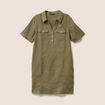 Robe droite courte col chemise vert kaki femme