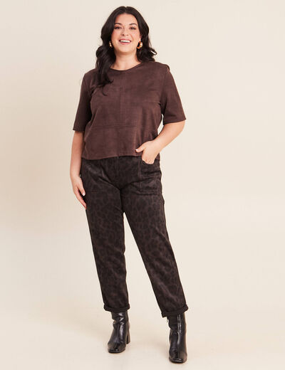 Pantalon coupe mom 7/8&egrave;me vert kaki femme
