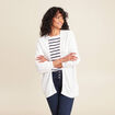 Gilet droit mi-long à pans manches 3/4 ecru femme