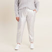 Pantalon jogging métallisé gris argent femme