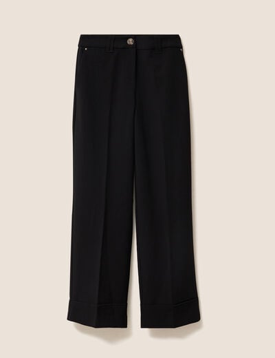 Pantalon taille haute fluide noir femme