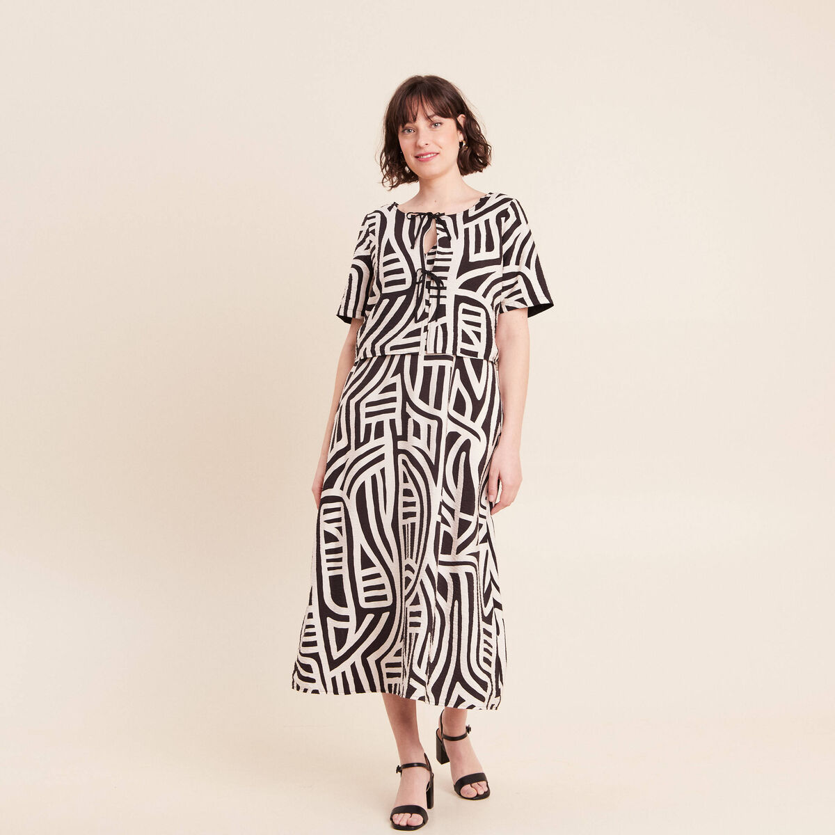 Robe longue r&eacute;versible et amovible noir femme