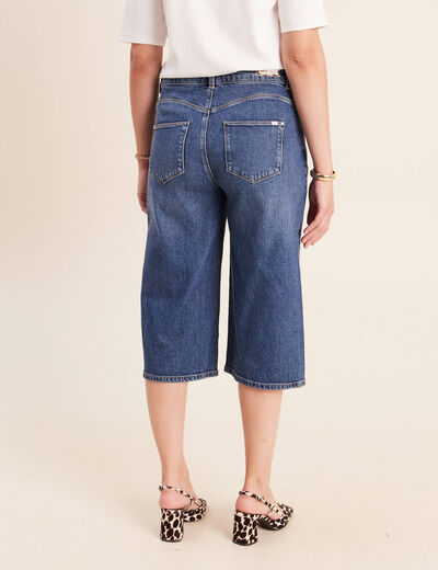 Jean bermuda taille haute denim denim stone femme