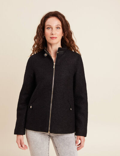 Manteau doubl&eacute; avec capuche noir femme