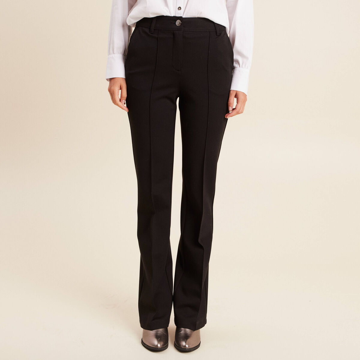 Pantalon bootcut maille milano noir femme