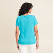 T-shirt manches courtes col en V vert turquoise femme