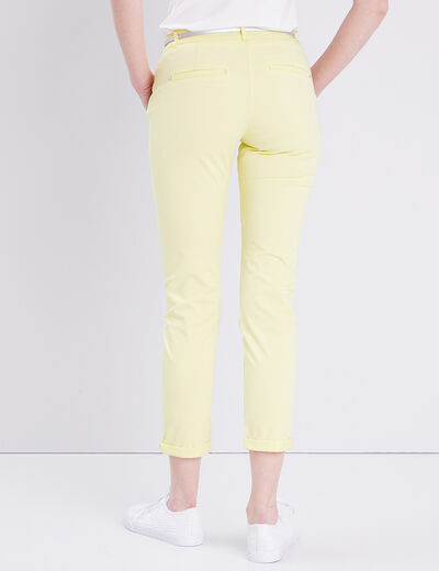 Pantalon chino droit jaune pastel femme