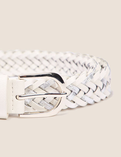 Ceinture tress&eacute;e iris&eacute;e ecru femme