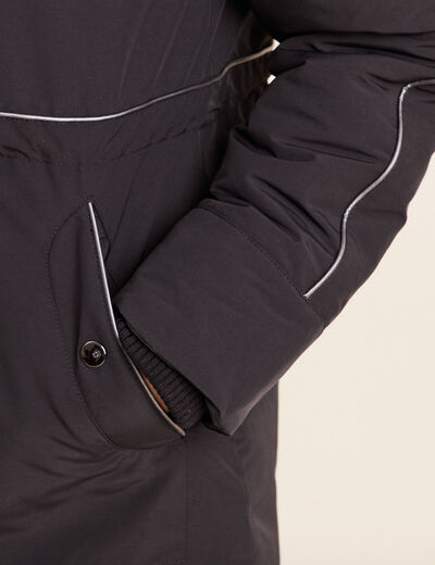 Parka d&eacute;perlante &agrave; capuche noir femme