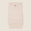 Pull sans manches &agrave; capuche creme femme