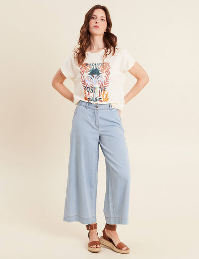 T-shirt manches courtes ecru femme