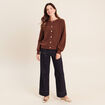 Gilet col rond marron fonc&eacute; femme