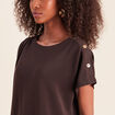 T-shirt manches coudes marron fonc&eacute; femme