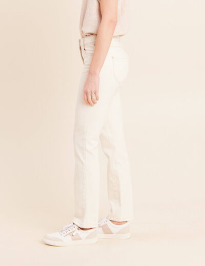 Jean coupe droite taille bascul&eacute;e ecru femme