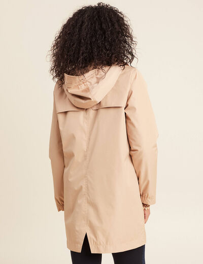 Parka mi-longue à capuche beige femme