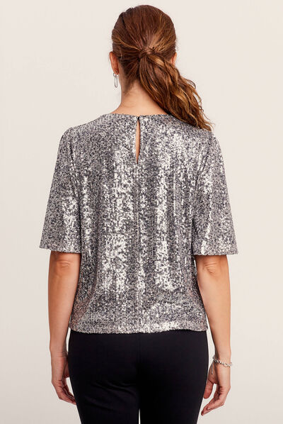 T-shirt manches courtes gris argent femme